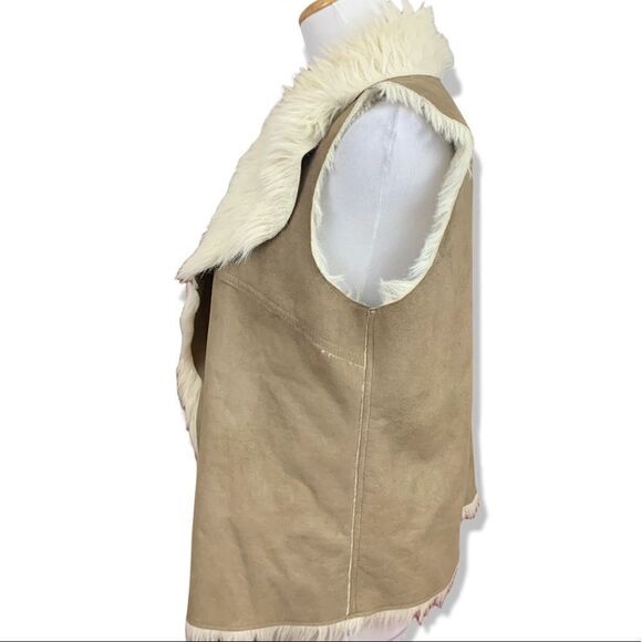 Au Lieu Penny Lane style vegan suede and fur vest L - Picture 2 of 6